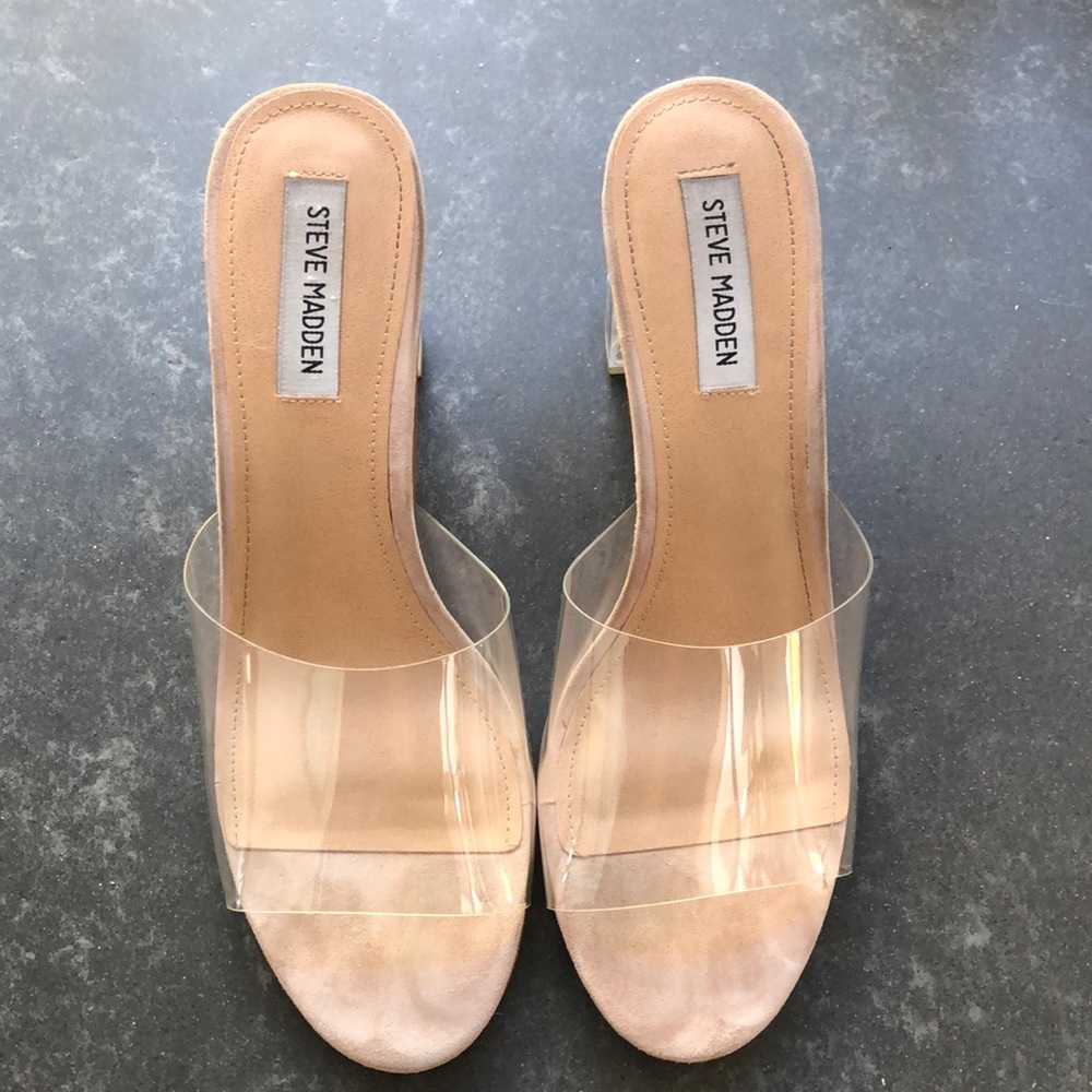Steve Madden Saki Acrylic Block Clear heel Sz 11